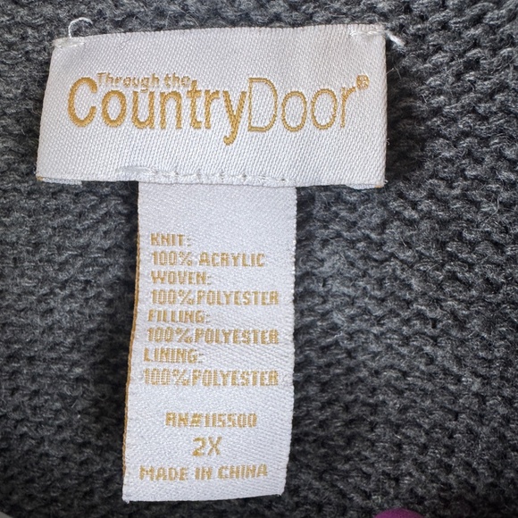THROUGH THE COUNTRY DOOR Black Gray Long Sweater Jacket Vest with Hood / Plus 2X - Picture 10 of 11